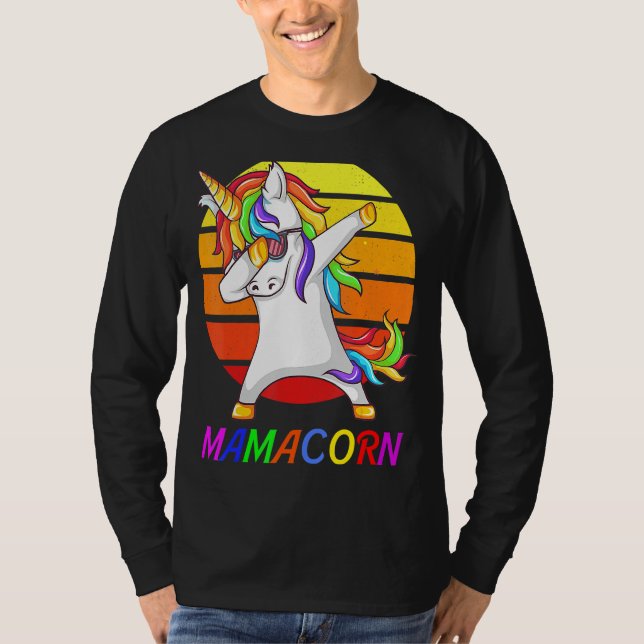 Camiseta Mulheres Engraçadas Mamacorn Unicorn Costume Mamãe (Frente)