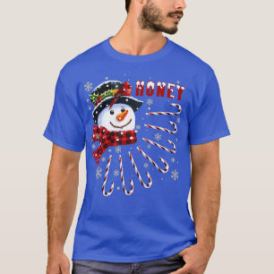 Camiseta Mulheres Engraçadas Mel Feliz Natal Snowman com Ca