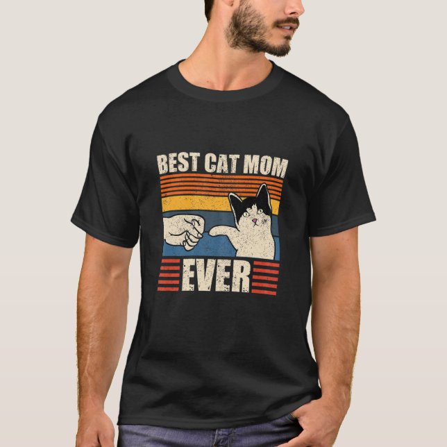 Camiseta Mulheres Engraçadas Melhor Gato Mamãe Alguma Vez D (Frente)