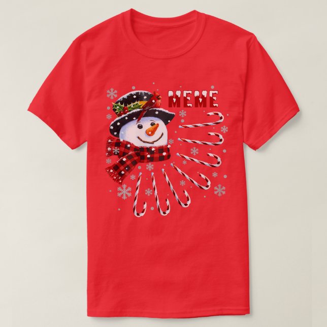 Camiseta Mulheres Engraçadas Memória de Natal Snowman com D (Frente do Design)