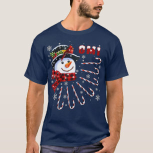 Camiseta Mulheres Engraçadas Omi Snowman de Natal com Candy