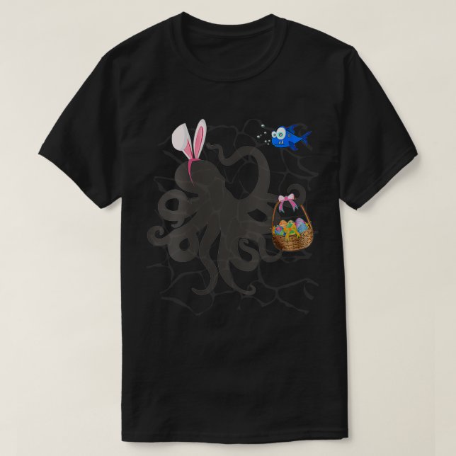 Camiseta Mulheres Engraçadas Páscoa Octopus Páscoa Basket e (Frente do Design)