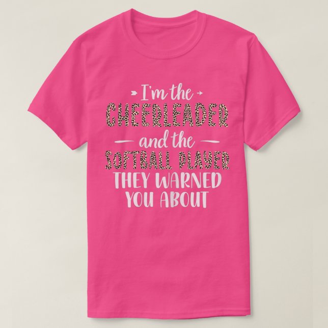 Camiseta Mulheres Engraçadas Softball Cheer Lover Leopard P (Frente do Design)