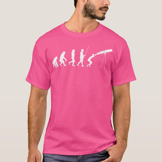 Camiseta Mulheres Engraçadas Telescópio Evolution Astrônomo (Frente)