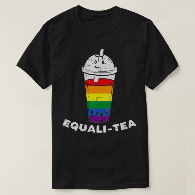 Camiseta Mulheres Equalitea Rainbow Boba Bubble milk Tea Ga (Frente do Design)