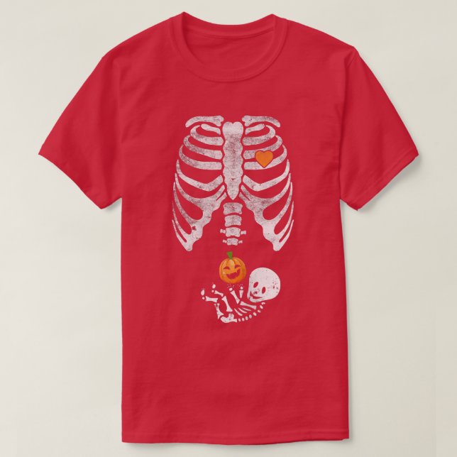 Camiseta Mulheres Esqueleto Bebê Grávida Xray Rib Cage para (Frente do Design)