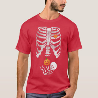 Camiseta Mulheres Esqueleto Bebê Grávida Xray Rib Cage para