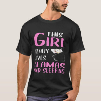 Camiseta Mulheres Esta Garota Realmente Ama Lhamas E Dormir