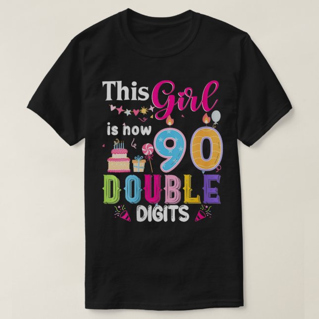 Camiseta Mulheres Esta Garota Tem 90 1934 Anos Duplos Dígit (Frente do Design)