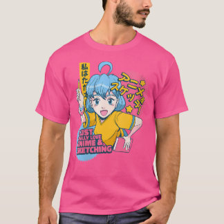 Camiseta Mulheres Eu Adoro Animes E Esboço Woma