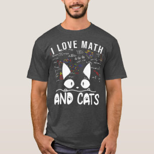 Camiseta Mulheres Eu adoro Matemática e Gatos Felinos Gatin