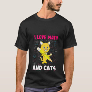 Camiseta Mulheres Eu Adoro Matemática E Gatos Gatinhos Feli