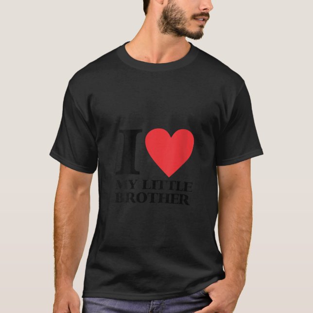 Camiseta Mulheres Eu Amo Meu Pequeno Irmão Engraçado Coraçã (Frente)