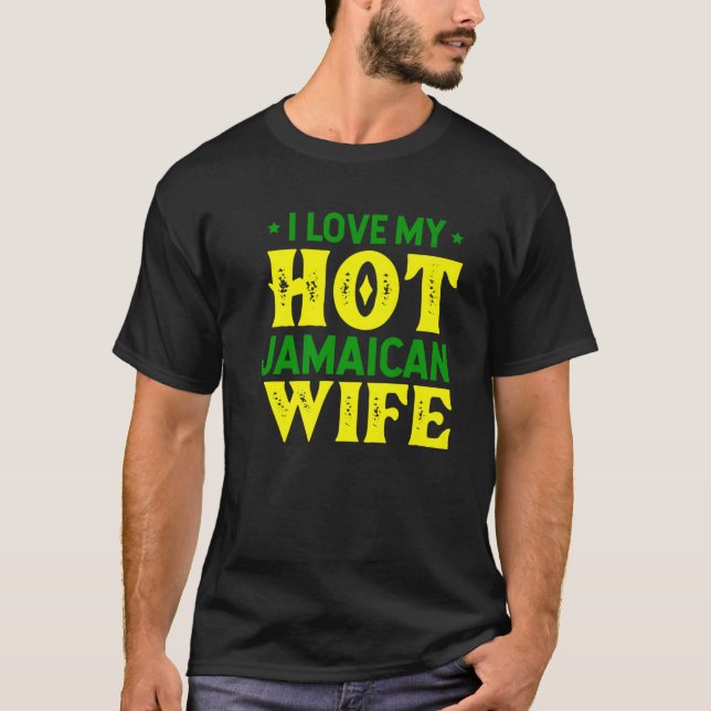 Camiseta Mulheres Eu Amo Minha Esposa jamaicana Quente Mulh (Frente)