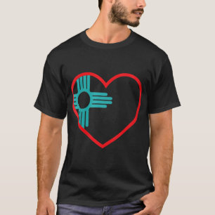 Camiseta Mulheres Eu Amo Novo México Coração Símbolo Zia No