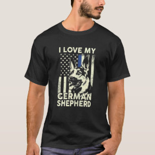 Camiseta Mulheres Eu Amo Pastor Alemão Cachorro Pastor Alem