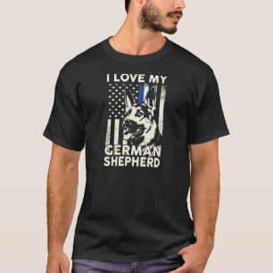 Camiseta Mulheres Eu Amo Pastor Alemão  Cão Pastor Alemão