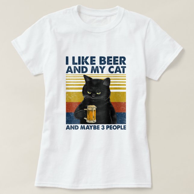 Camiseta Mulheres Eu Gosto De Cerveja Meu Gato E Talvez 3 P (Frente do Design)