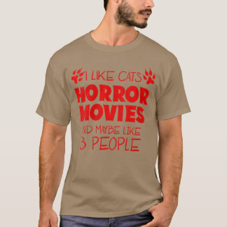 Camiseta Mulheres Eu Gosto de Gatos Filmes de Terror E Talv