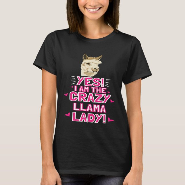 Camiseta Mulheres Eu Sou A Louca LLAMA Senhora Conjunto De  (Frente)