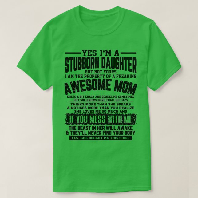 Camiseta Mulheres Eu Sou Filha Teimosa De Uma Maçã Fearking (Frente do Design)