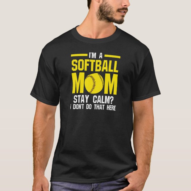 Camiseta Mulheres Eu sou uma mãe de softball mantenha a cal (Frente)