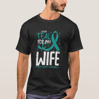 Camiseta Mulheres Eu Visto Teal Para A Consciência Da Alerg