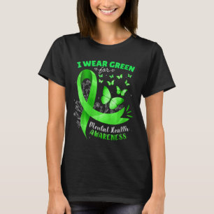 Camiseta Mulheres Eu Visto Verde Para Sensibilização Mental