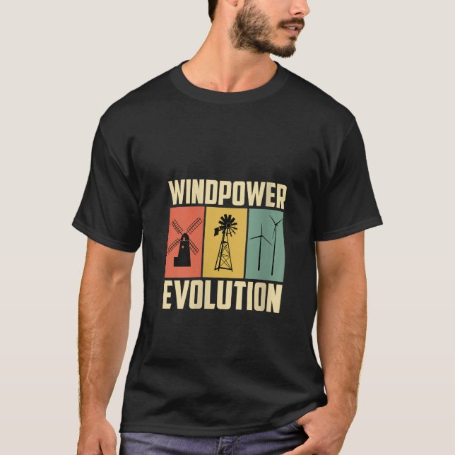 Camiseta Mulheres EVOLUÇÃO DO PODER DO VENTO Retro Engraçad (Frente)