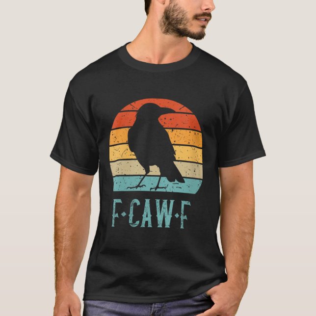 Camiseta Mulheres F-caw-f Black Crow Black Bird Retro Sunse (Frente)
