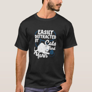 Camiseta Mulheres Fácil De Distrair Com Gatos E Fios