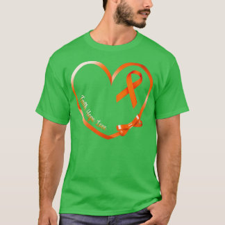Camiseta Mulheres Faith Hope Adoram Laranja Fita Leucemia A