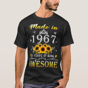 Camiseta Mulheres Feitas Em 1967 Sunflower 55º Bday 55 Anos