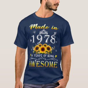 Camiseta Mulheres Feitas Em 1978, Dia De 44 De Girassol, 44