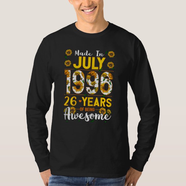 Camiseta Mulheres Feitas Em Julho De 1996 Com 26 Anos De Id (Frente)