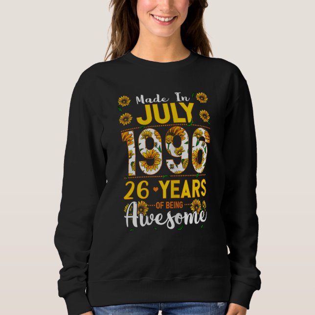 Camiseta Mulheres Feitas Em Julho De 1996 Com 26 Anos De Id (Frente)