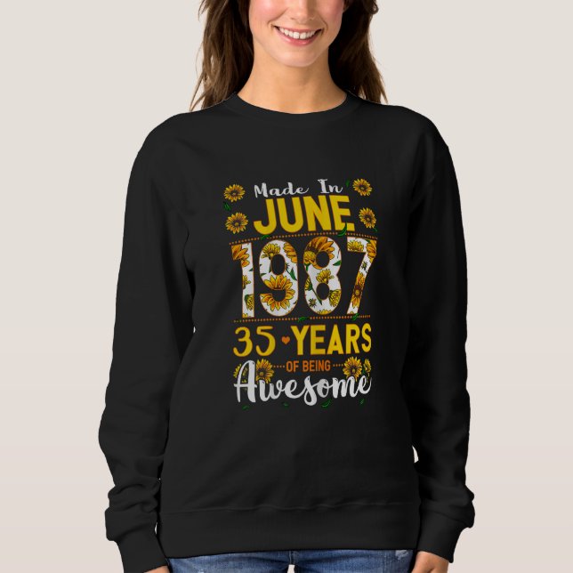Camiseta Mulheres Feitas Em Junho De 1987 Aos 35 Anos De Id (Frente)
