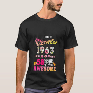 Camiseta Mulheres Feitas Em Novembro De 1963 Meu Aniversári