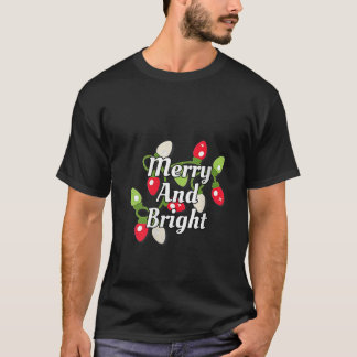 Camiseta Mulheres Feliz Brilhante Luzes de Natal Decorações