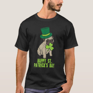 Camiseta Mulheres Feliz Dia de São Patrício Irlandês Pug Do