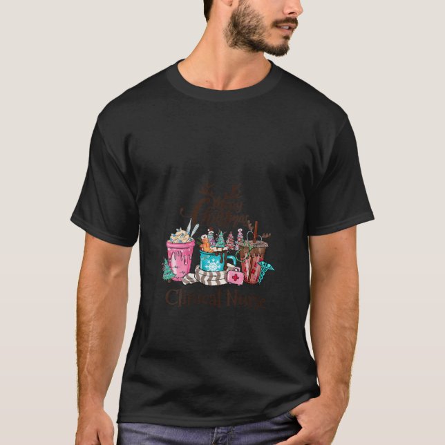 Camiseta Mulheres Feliz Enfermeira Clínica de Natal Quente  (Frente)