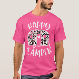 Camiseta Mulheres Feliz Glamper Trendy Leopardo Acampamento