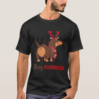 Camiseta Mulheres Feliz Kissmyass Engraçada Reindeer De Nat