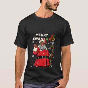 Camiseta Mulheres Feliz Kwanzaa Papai Noel Natal Negro A