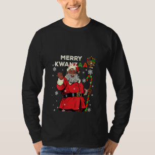 Camiseta Mulheres Feliz Kwanzaa Papai Noel Natal Negro A