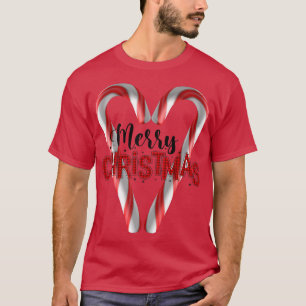 Camiseta Mulheres Feliz Xadrez Cardíaca de Cane de Natal678
