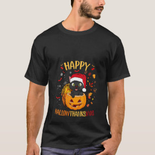 Camiseta Mulheres Felizes Hallowthanksmas Black Cat Santa H