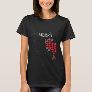 Camiseta Mulheres Felizes Moose Buffalo Red Xadrez Casais E
