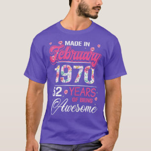 Camiseta Mulheres Fevereiro Meninas 1970 Aniversário Presen
