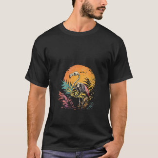Camiseta Mulheres Flamingo Skeleton Retro Graphic Summer V 